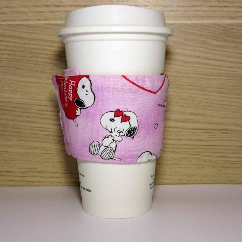 Snoopy Valentines Fabric Coffee Cozy